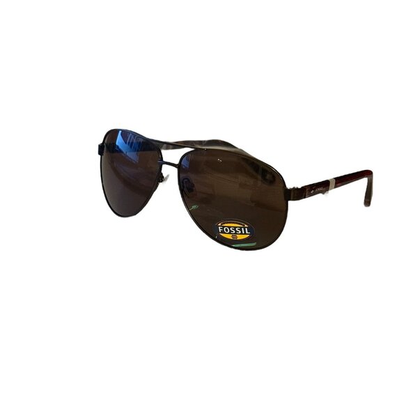 Fossil Aviator Sunglasses Brown Frame Brown Lens UV 63-14-128 FM117 Unisex - Picture 8 of 9